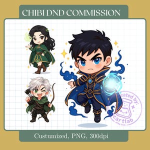Chibi DND Character Art Commission | RPG character art | Dungeons and Dragons Portrait No Ai