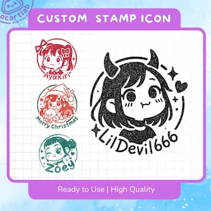 OC Stamp Icon | Chibi Art Commission for Streamers | Cute Digital Badge | Vtuber Discord Profile Picture | Original Character Art PFP