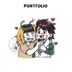 Yumeship Comfort Character Commission | Personalized Anime Couple Art | Doodle Portrait Drawing Couple Half Body