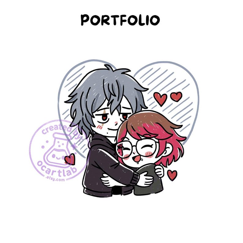 Yumeship Comfort Character Commission | Personalized Anime Couple Art | Doodle Portrait Drawing image 7