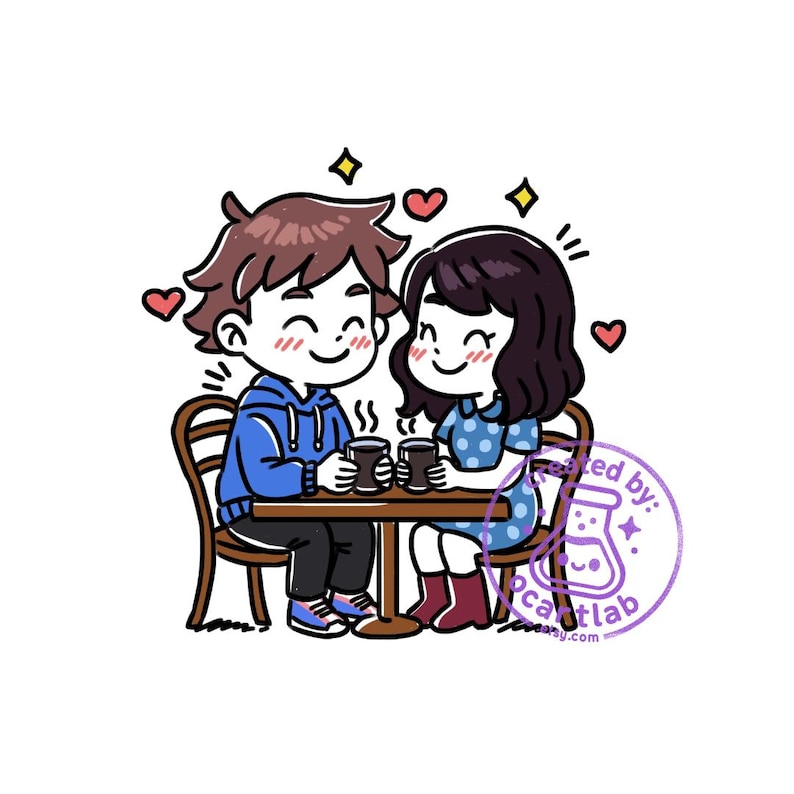Yumeship Comfort Character Commission | Personalized Anime Couple Art | Doodle Portrait Drawing Couple Full Body