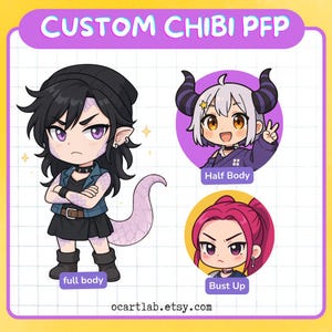 YouTube PFP | Custom Chibi Illustration | Anime Commission | VTuber Character | YCH OC Art Drawing