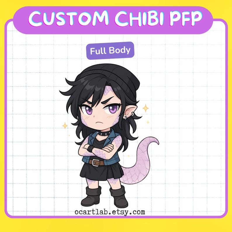 YouTube PFP | Custom Chibi Illustration | Anime Commission | VTuber Character | YCH OC Art Drawing