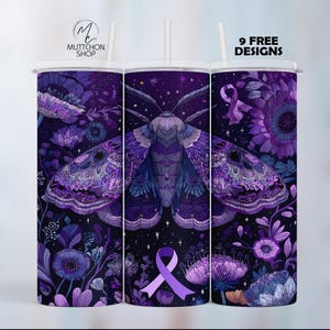 Lupus Tumbler PNG, Lupus Purple Awareness Bow, 20 oz Tumbler Wrap, Purple Moth Cancer Awareness Tumbler Wrap, Purple Ribbon Sublimation PNG