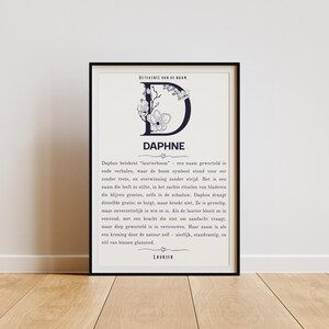 Póster con el significado del nombre Daphne | Anuncio de nacimiento | 5 tamaños | No personalizable | Regalo de bautizo/maternidad | Habitación infantil | Descarga directa | Bebé