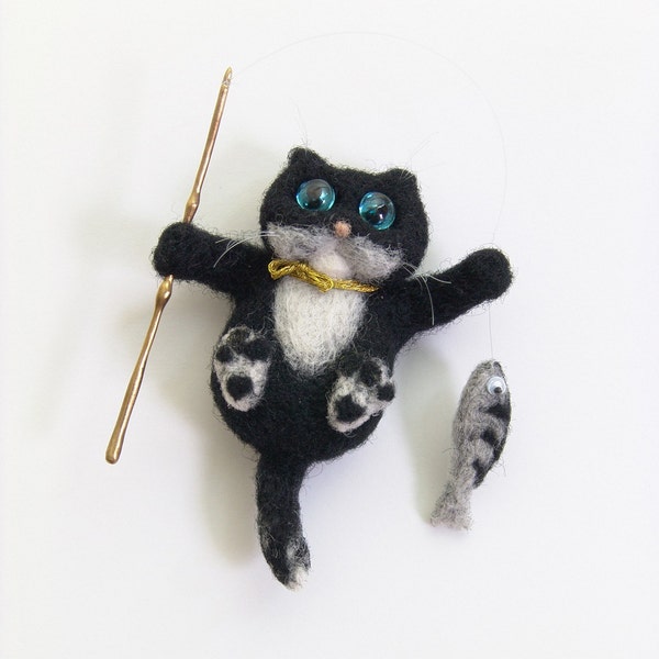 Felt Fridge Magnet - Needle Felted Cat