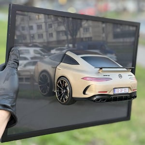 Your 3D Car Replica Mercedes AMG Personalized Fully Framed Automotive Sculpture Car Driver Lover Gift for Him Custom Man Cave Wall Art Print