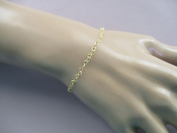 14k solid yellow gold heart chain bracelet- adjustable up to 7.5 inches
