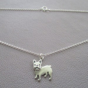 French Bulldog Frenchie necklace- sterling silver charm on 18 inch sterling silver chain