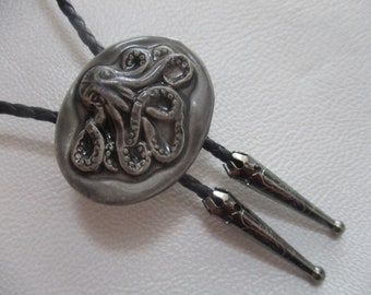 Octopus bolo tie- cotton braided cord- ceramic