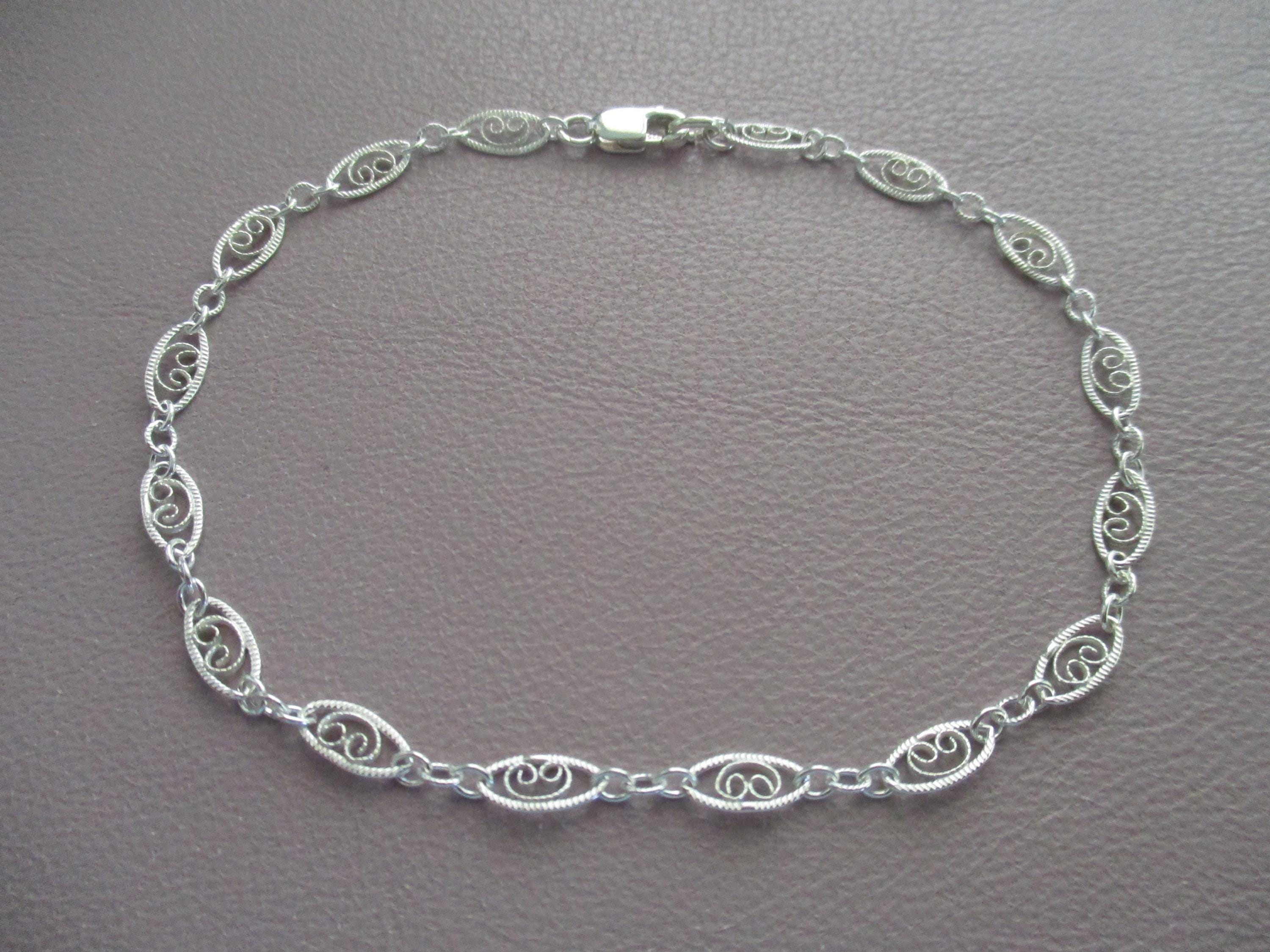 Sterling Silver Filigree Chain Bracelet- 8 Inches - Etsy