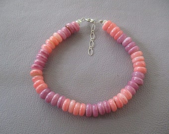 Purple and orange shell bracelet- adjustable