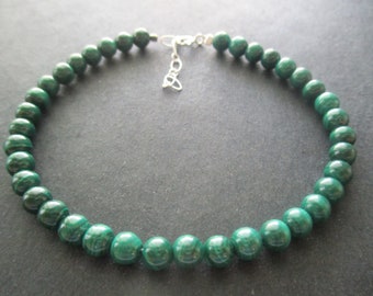 Malachite bracelet- 4mm beads- adjustable