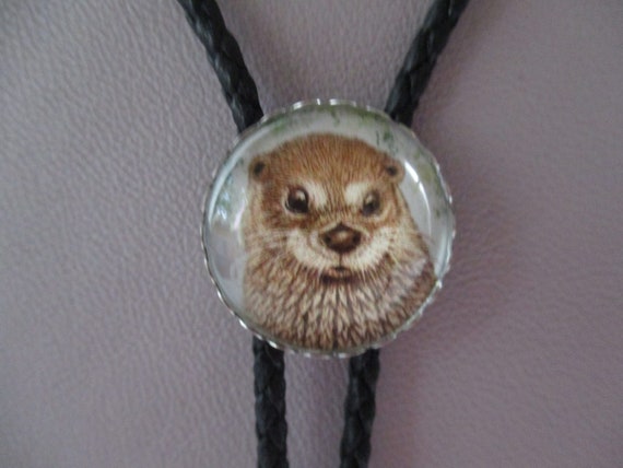 Otter bolo tie- black cord