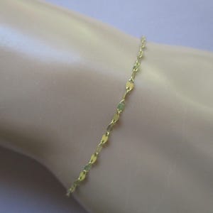 14k solid yellow gold bracelet- 1.9mm sequin chain- 7+ inches