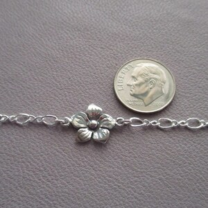 Plumeria flower bracelet- sterling silver charm on sterling silver chain- adjustable image 5