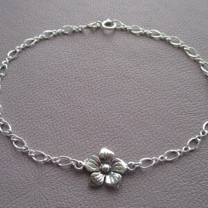 Plumeria flower bracelet- sterling silver charm on sterling silver chain- adjustable image 2