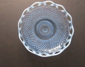 Blue opalescent lace edge glass dish- Imperial