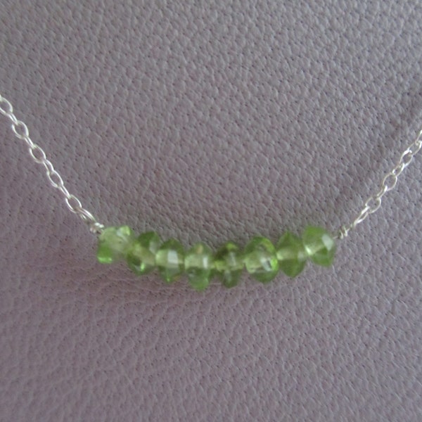 Peridot necklace- sterling silver chain- August birthstone