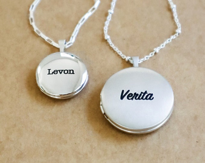 Custom Engraved Necklace - Personalized Sterling Silver Photo Locket with any name