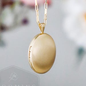 Brushed Gold Filled Oval Locket Necklace - Small Petite
