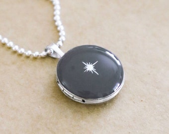 North Star Photo Locket - Sterling Silver Locket Necklace