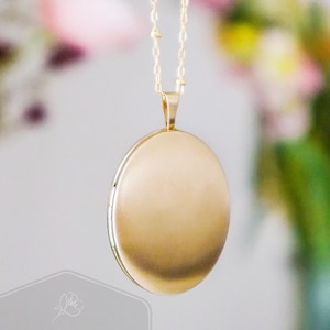 Brushed Gold Filled Oval Locket Necklace - Large Satin Matte Gold Locket