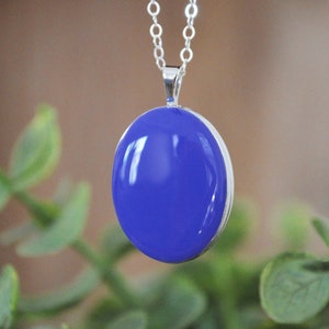 Sterling Silber Oval Medaillon Halskette - Erbstück emailliert Schmuck