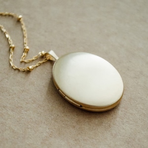 Brushed Gold Filled Oval Locket Necklace - Large Satin Matte Gold Locket