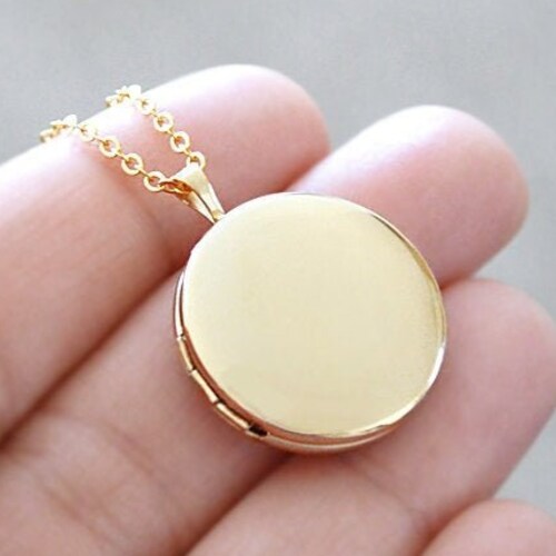 Large Gold Locket Necklace 14K Gold 