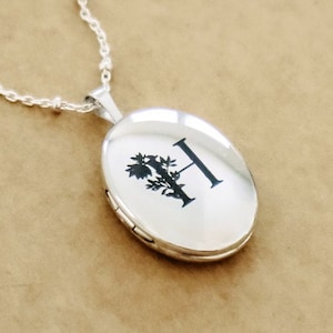 Custom Engraved Locket Necklace - Personalized Sterling Silver Photo Locket with any Initial