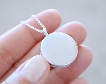 Large Sterling Silver Locket - Heirloom Pendant Style Necklace