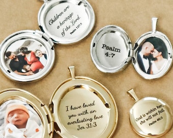Scripture Locket Engraving - Christian Faith Memory Verse - Personalized Engraving Service