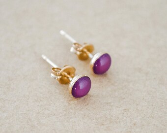 Tiny Gold Filled Bezel Stud Earrings - Any Enamel Color