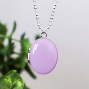 Oval Enameled Locket - Classic Silver Style