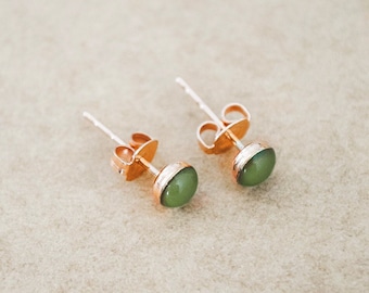 Tiny Rose Gold Stud Earrings - Any Enamel Color