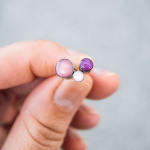 Stud Earring Set - Bezel Stainless Steel Earrings
