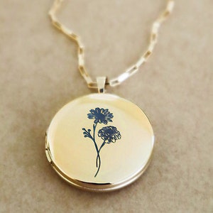 Birth Flower Bouquet Locket Necklace 14K Gold Filled Personalized Birth Month Gift image 2