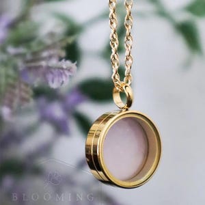 Gold Leaf Capsule Locket - Keepsake Memorial Locket Necklace with secure twist front closure image 2