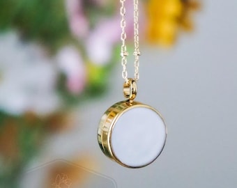 Gold Capsule Locket - Keepsake Memorial Locket Necklace with secure twist front closure