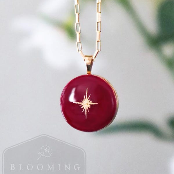 North Star Photo Locket - Large Round Gold Filled Locket Necklace