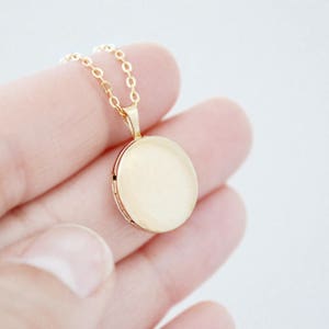 Round Brushed Gold Locket Heirloom Necklace - Small 14K Gold Filled