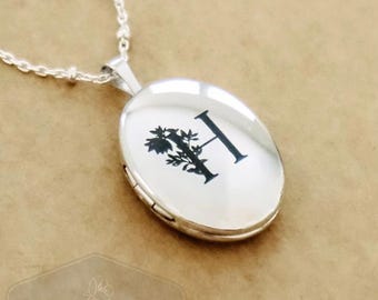 Custom Engraved Locket Necklace - Personalized Sterling Silver Photo Locket with any Initial