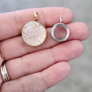 Gold Leaf Capsule Locket - Keepsake Memorial Locket Necklace with secure twist front closure image 4