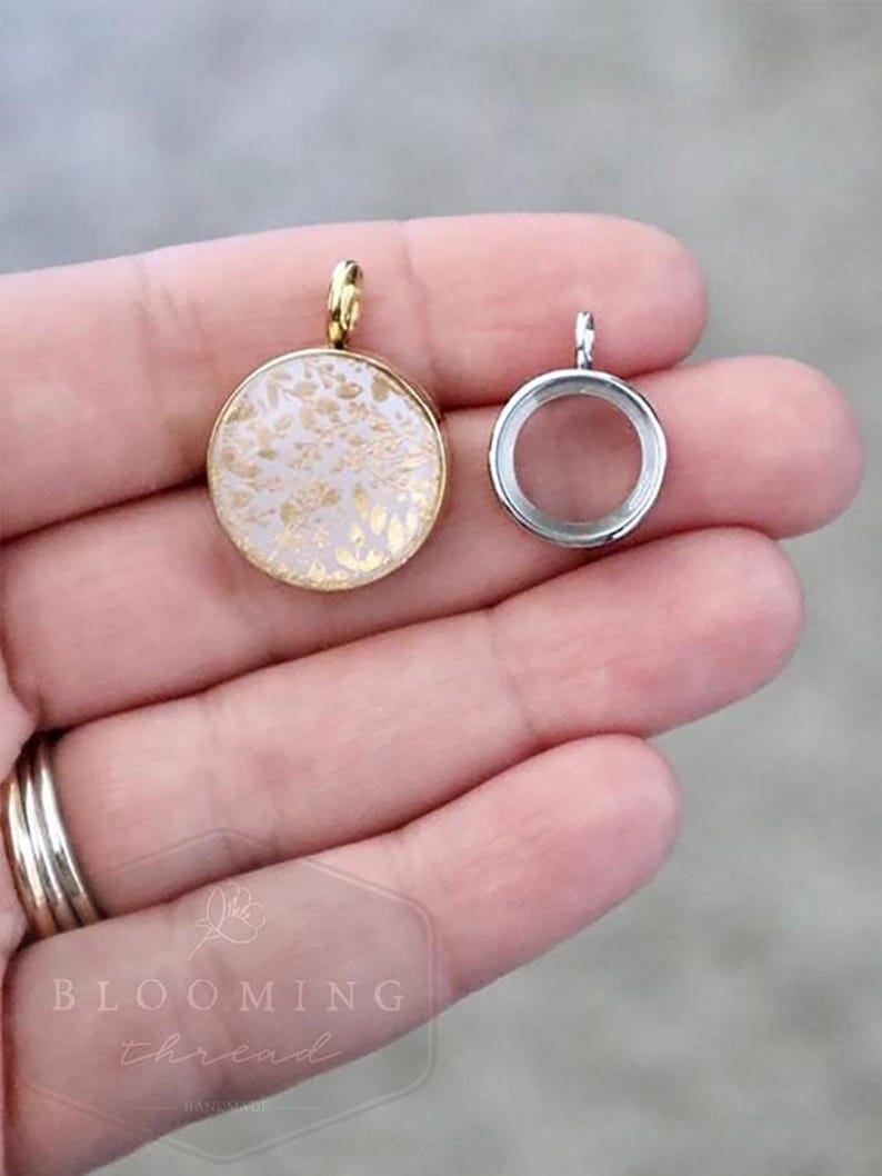 Gold Leaf Capsule Locket - Keepsake Memorial Locket Necklace with secure twist front closure image 4