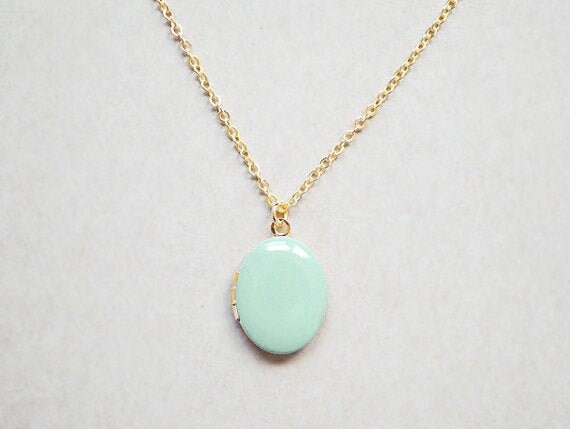 Jade Oval Photo Locket - Custom Charm Color - Medium
