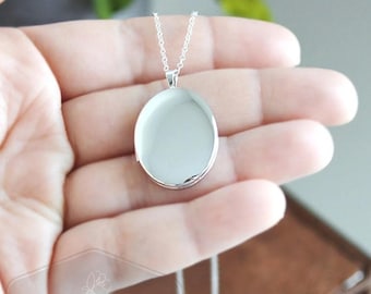 Large Sterling Silver Locket - Heirloom Pendant Style Necklace