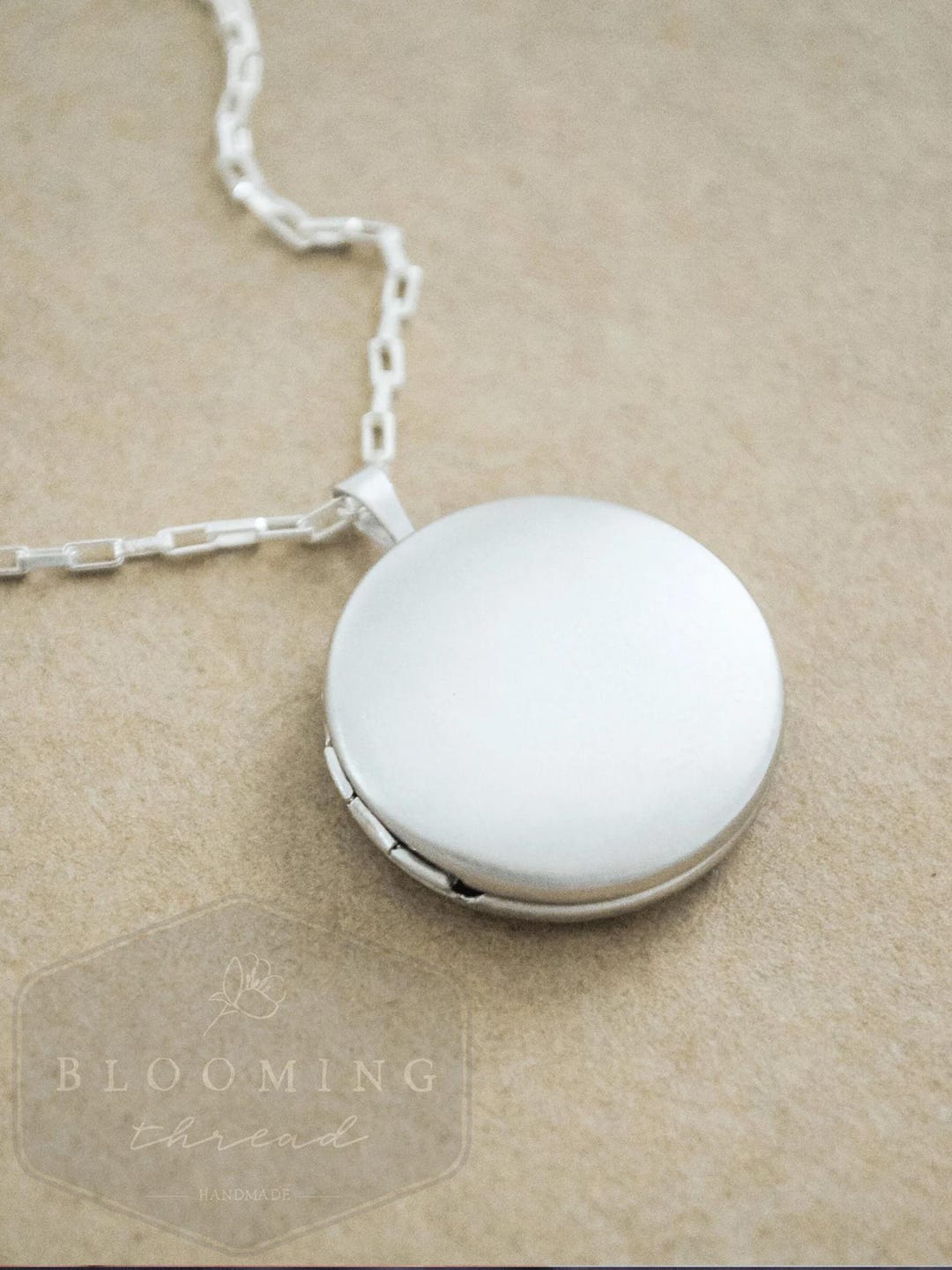 Large Satin Sterling Silver Locket - Matte Brushed Silver Round Locket ...
