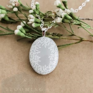Flower Framed Silver Photo Locket Necklace - Personalized Nature Inspired Jewelry Gift