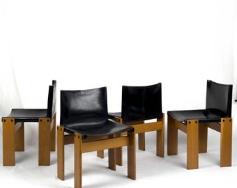 Set of 4 Monk Dining Chairs by Afra & Tobia Scarpa for Molteni, 1970s